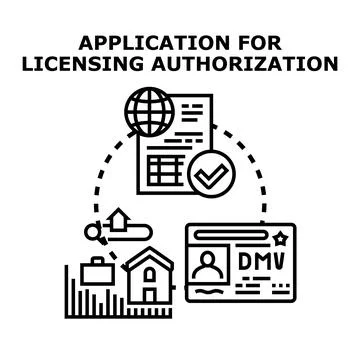 Licensing authorization application process for official document Stock Illustration