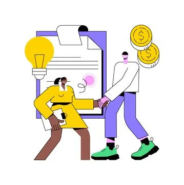 Licensing contract abstract concept vector illustration. Stock Illustration