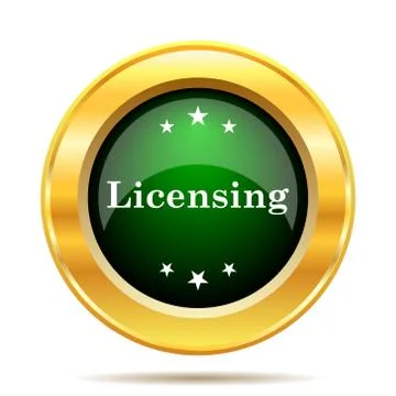 Licensing icon. Internet button on white background.. Stock Illustration