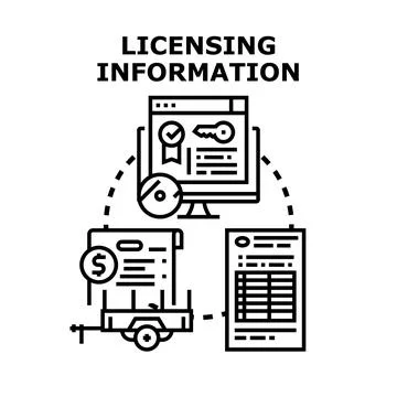 Licensing information concept with digital and financial documents イラスト素材