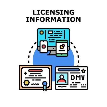 Licensing information concept with official documents and digital access Stock Illustration
