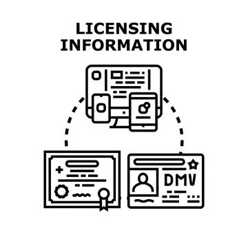 Licensing information concept with official documents and digital access Stock Illustration