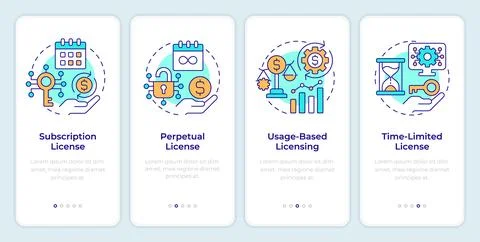 Licensing models onboarding mobile app screen Stock Illustration