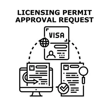 Licensing permit approval request process illustration Stock Illustration