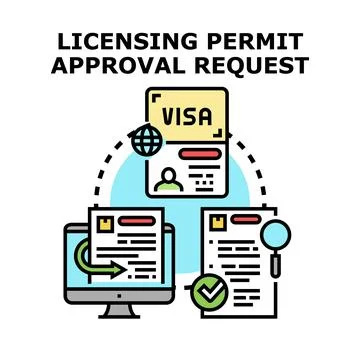 Licensing permit approval request process illustration Stock Illustration