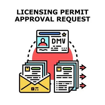 Licensing permit approval request processing concept vector Stock Illustration