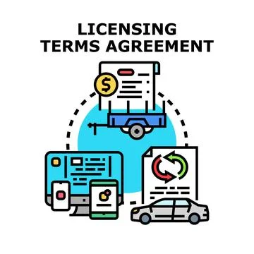 Licensing terms agreement concept for digital and physical assets usage Illustrazione stock