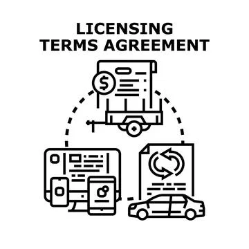 Licensing terms agreement concept for digital and physical assets usage Illustrazione stock