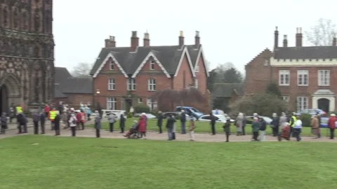 Lichfield Cathedral opens mass vaccination site Stock Footage 148547422