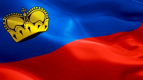 Lichtenstein waving flag. 3d Lichtenstein flag waving. Sign of Lichtenstein Stock Footage 107554458
