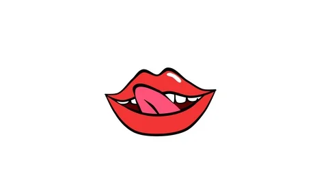 Licking lips. Hand drawn looping animation. Alpha channel. Stock Footage 116533106