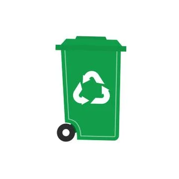 Lid closed trash can on white background Stock Illustration
