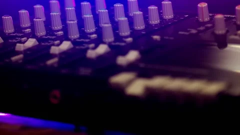 Lid closing and pressing play key on portable cassette tape studio Stock Footage 161734744