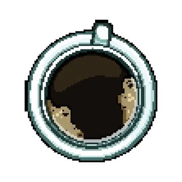Lid coffee cup top pixel art vector illustration 스톡 일러스트