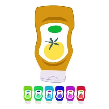 Lid ketchup bottle vector cartoon graphic Stock Illustration