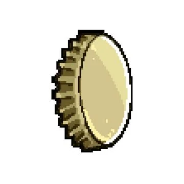 Lid metall bottle cap pixel art vector illustration Stock Illustration