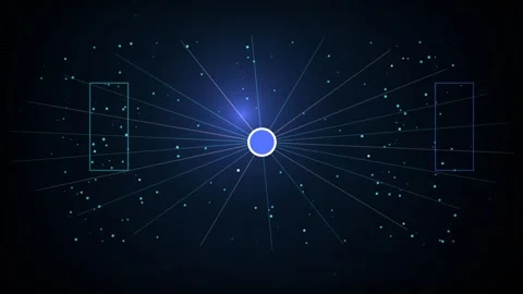 Lidar 3D Scanning Loop - Dark Blue Ray Tracing Grid Backdrop Video stock 341955854