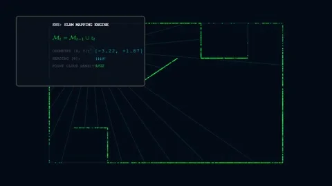 Lidar Raycasting &amp; Odometry Simulation Stock Footage 334583585