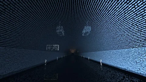 Lidar reflectivity point cloud road tunnel jet fan ventilation equipment Video stock 342135884