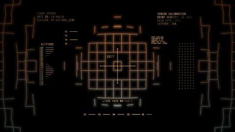 LIDAR Scanner HUD Drone Point Cloud Mapping Interface Stock Footage 346643137