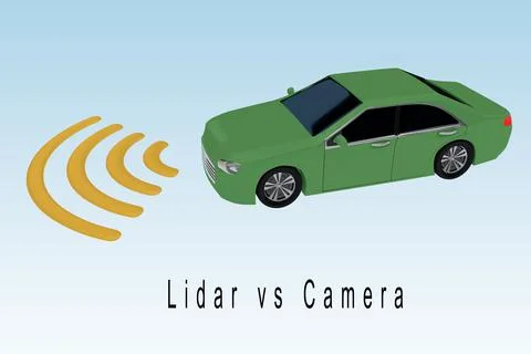 Lidar vs Camera concept Stock Illustration