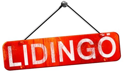 Lidingo, 3D rendering, a red hanging sign Stock Illustration