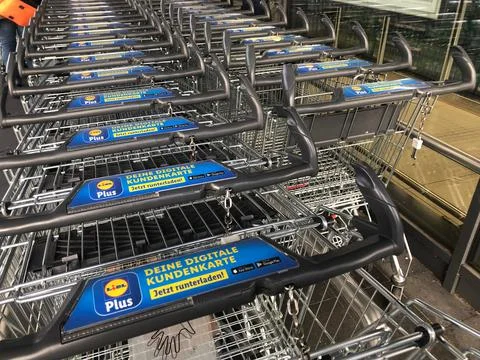 Lidl shopping carts Stock Photos
