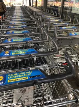 Lidl shopping carts Stock Photos