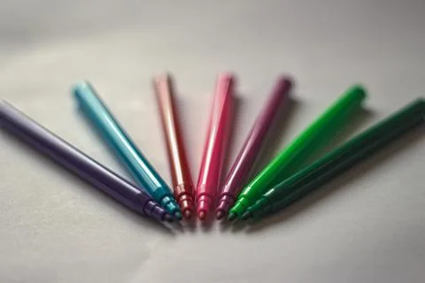 Lidless colored markers Stock Photos