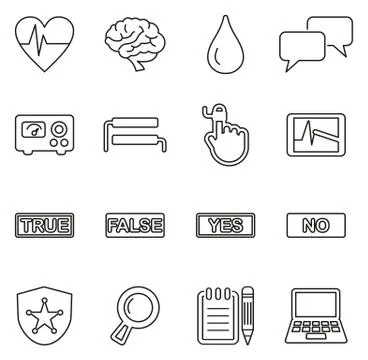 Lie Detector Test Icons Thin Line Vector Illustration Set イラスト素材