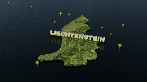 Liechtenstein 3D Map With Animation Stock Footage 307732753