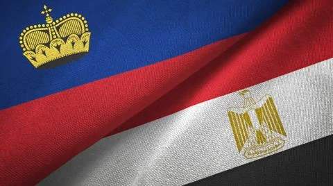 Liechtenstein and Egypt two flags textile cloth Stock Illustration