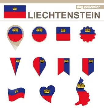 Liechtenstein Flag Collection Stock Illustration