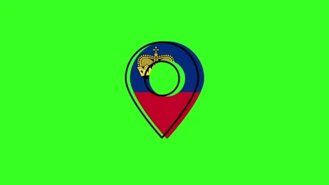 Liechtenstein flag inside gps pointer icon animation on green screen 動画素材 313500711