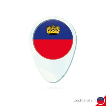 Liechtenstein flag location map pin icon on white background. Stock Illustration