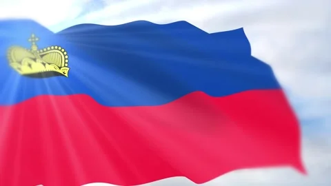Liechtenstein Flag Seamless Loop 4k 60fps on Sky Background Stock Footage 340617305