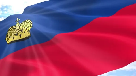 Liechtenstein Flag Seamless Loop 4k 60fps on Sky Background Stock Footage 341563999