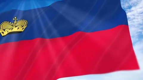 Liechtenstein Flag Seamless Loop 4k 60fps on Sky Background Stock Footage 341674992