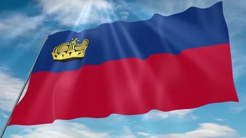 Liechtenstein Flag Seamless Loop 4k 60fps on Sky Background Stock Footage 341759621