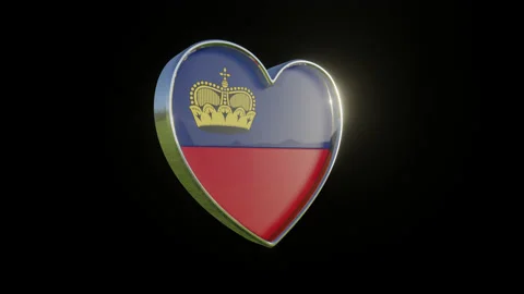 Liechtenstein Flag in the Shape of 3D Heart. Stock Footage 133330449