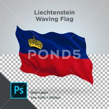 Liechtenstein flag wave design Modello PSD