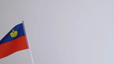 Liechtenstein flag waving on white background. Liechtensteiner national flag Stock Footage 333610904