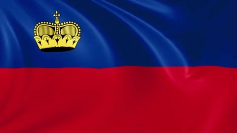 Liechtenstein flag waving in the wind with high quality texture in 4K Vídeo Stock 130829564