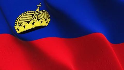 Liechtenstein flag waving on wind. Stock Illustration