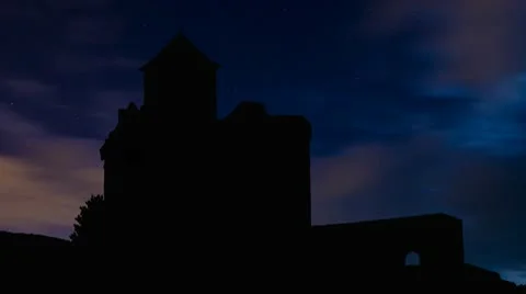 Liechtenstein Gutenberg Castle night clouds Stock Footage 10593166