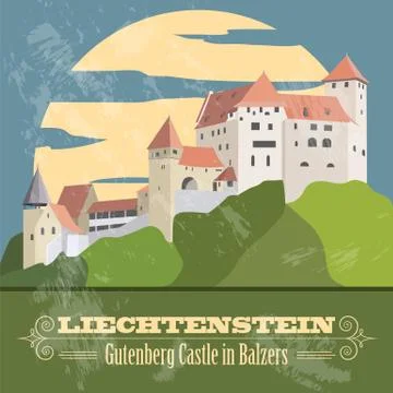 Liechtenstein landmarks. Retro styled image. Stock Illustration