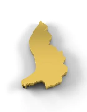 Liechtenstein map 3D gold with clipping path Illustrazione stock