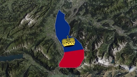 Liechtenstein Map with flag animation zoom in, geography of Liechtenstein Stock-Footage 309360652