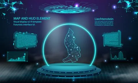 Liechtenstein map light connecting effect background. abstract digital tech.. Stock Illustration