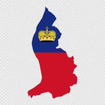 Liechtenstein map silhouette with flag. Stock Illustration